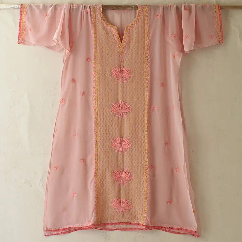 Buy Handcrafted Chikankari Semi Stitched Kurtas ~ Georgette