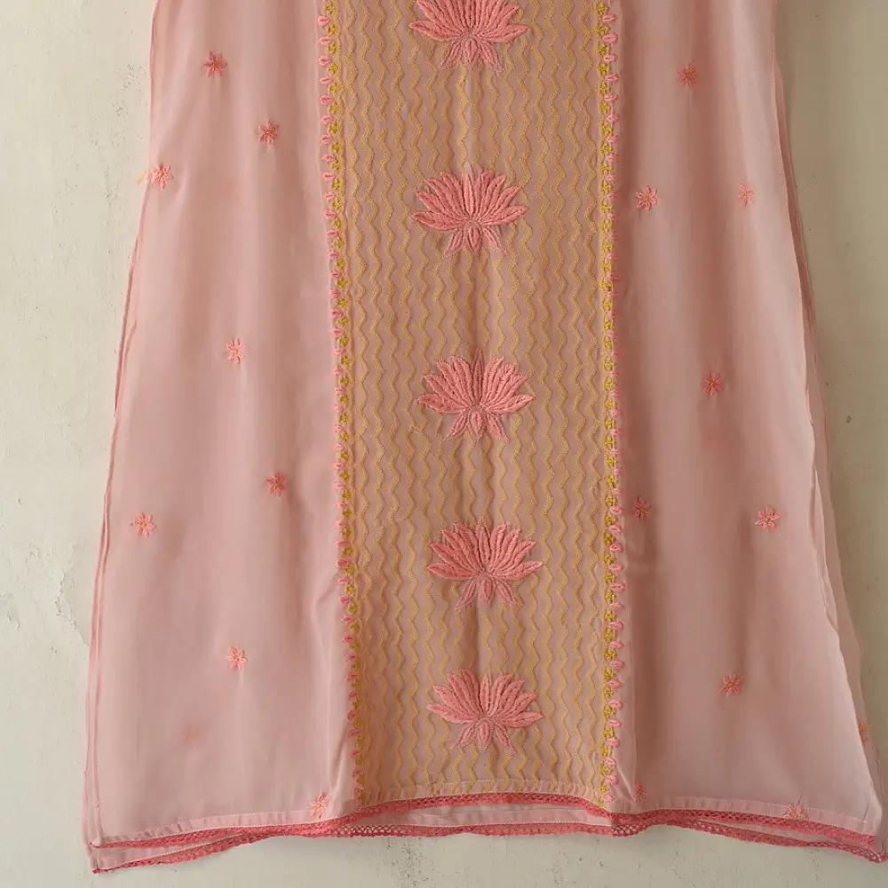 Buy Handcrafted Chikankari Semi Stitched Kurtas ~ Georgette