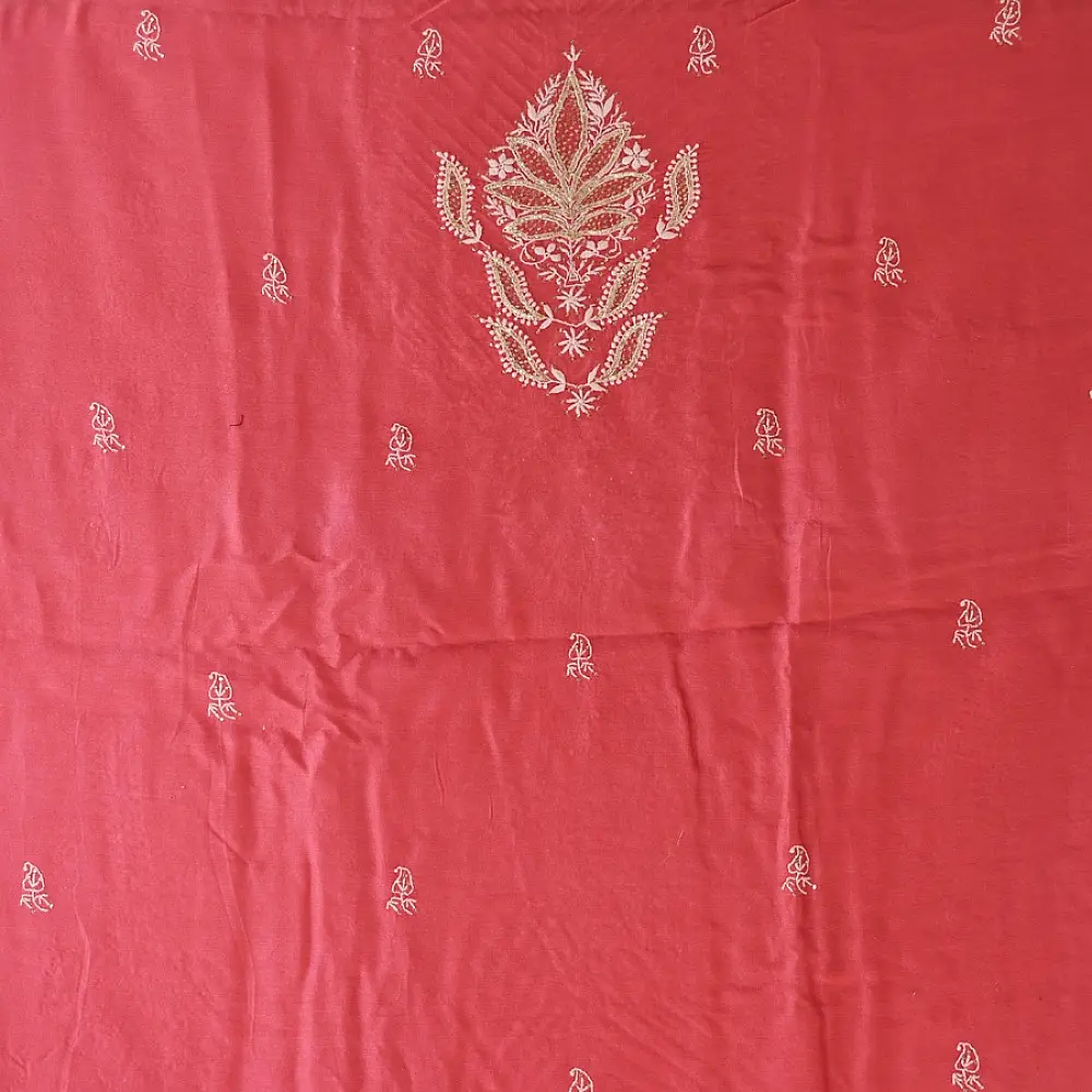 Buy Handcrafted Embroidered With Mukaish Work ~ Silk Dress Material