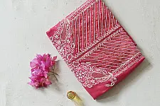 Handcrafted Embroidered With Mukaish Work ~ Silk Rani Pink Dress Material
