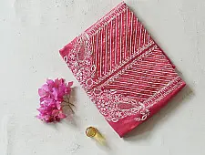 Handcrafted Embroidered With Mukaish Work ~ Silk Rani Pink Dress Material