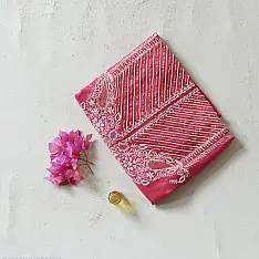Handcrafted Embroidered With Mukaish Work ~ Silk Rani Pink Dress Material