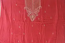 Handcrafted Embroidered With Mukaish Work ~ Silk Rani Pink Dress Material