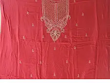 Handcrafted Embroidered With Mukaish Work ~ Silk Rani Pink Dress Material