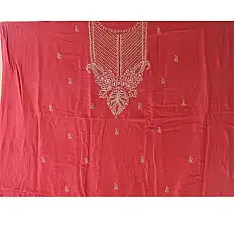 Handcrafted Embroidered With Mukaish Work ~ Silk Rani Pink Dress Material