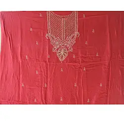 Handcrafted Embroidered With Mukaish Work ~ Silk Rani Pink Dress Material