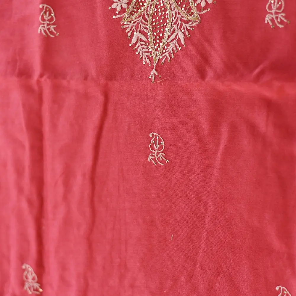 Buy Handcrafted Embroidered With Mukaish Work ~ Silk Dress Material