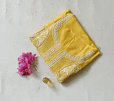 Handcrafted Embroidered With Mukaish Work ~ Silk Yellow Dress Material