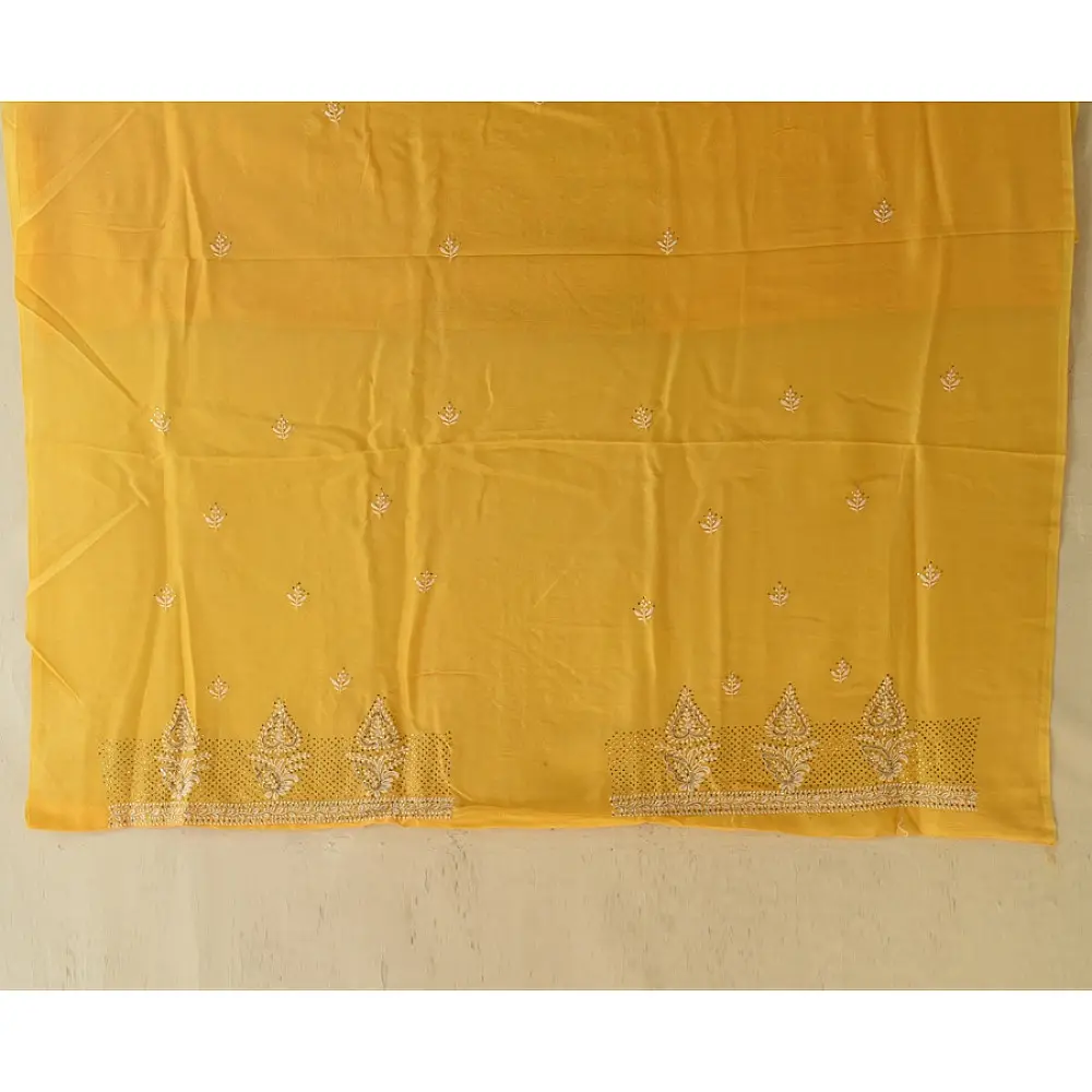 Buy Handcrafted Embroidered With Mukaish Work ~ Silk Dress Material