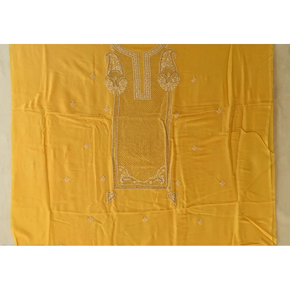 Buy Handcrafted Embroidered With Mukaish Work ~ Silk Dress Material