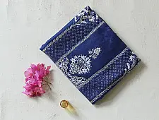 Handcrafted Chikankari Embroidered & Mukaish Work ~ Silk Blue Dress Material