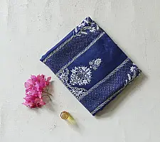 Handcrafted Chikankari Embroidered & Mukaish Work ~ Silk Blue Dress Material