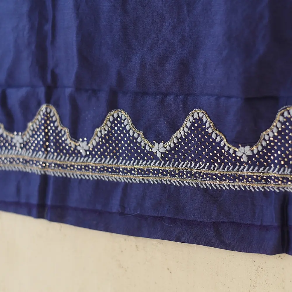 Buy Handcrafted Embroidered With Mukaish Work ~ Silk Dress Material