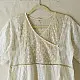 semi stitched pure silk chanderi kurti in off white with intricate hand embroidered resham chikankari and metallic brocade bodice details