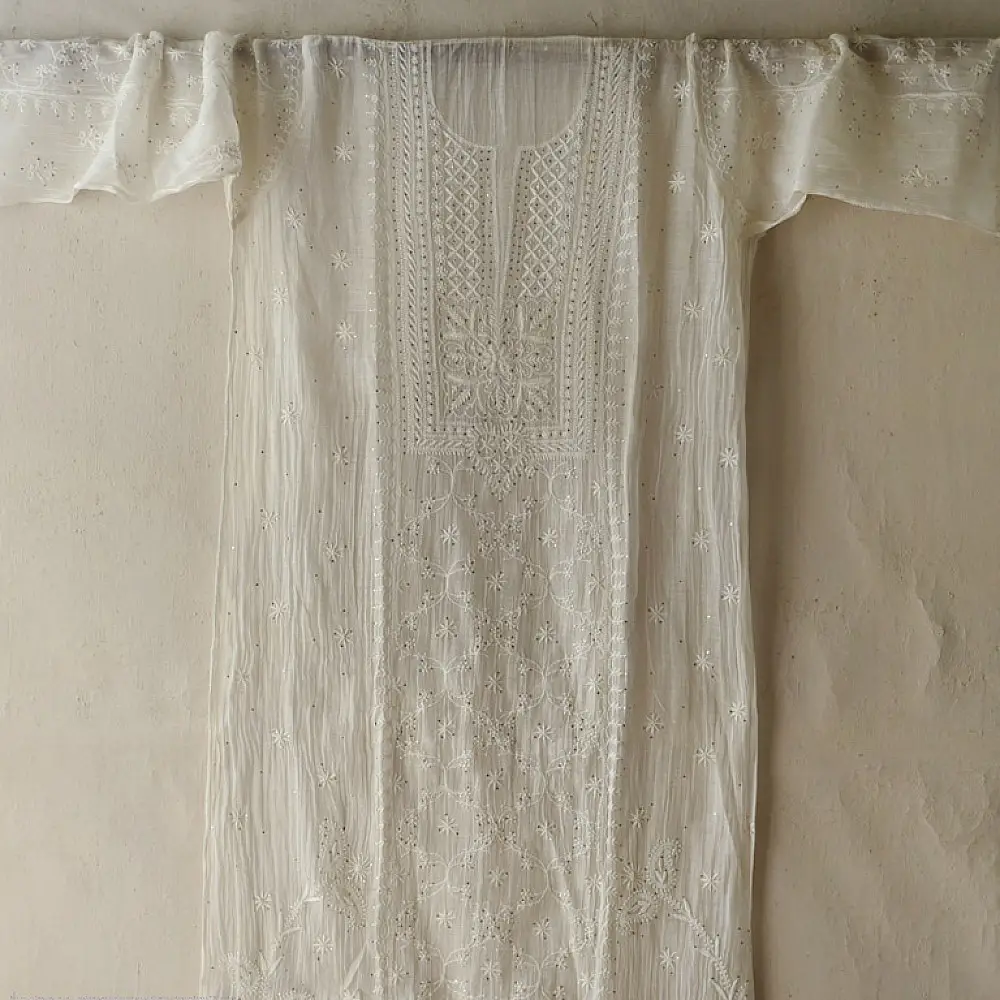  royal design chikankari kurta with badla work