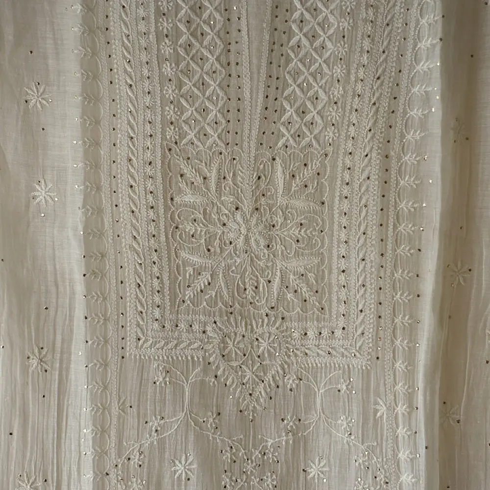  royal design chikankari kurta with badla work