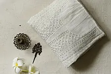 Hand Embroidered Semi Stitched Kurta Set | Chikankari & Mukaish work