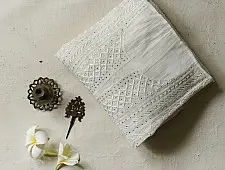 Hand Embroidered Semi Stitched Kurta Set | Chikankari & Mukaish work