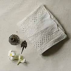 Hand Embroidered Chikankari & Mukaish work Kurta Set | Semi Stitched 
