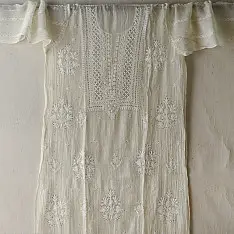 Hand Embroidered Chikankari & Badla Kurta & Dupatta | Elegant . Festive
