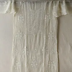 Hand Embroidered Chikankari & Badla Kurta & Dupatta | Elegant . Festive