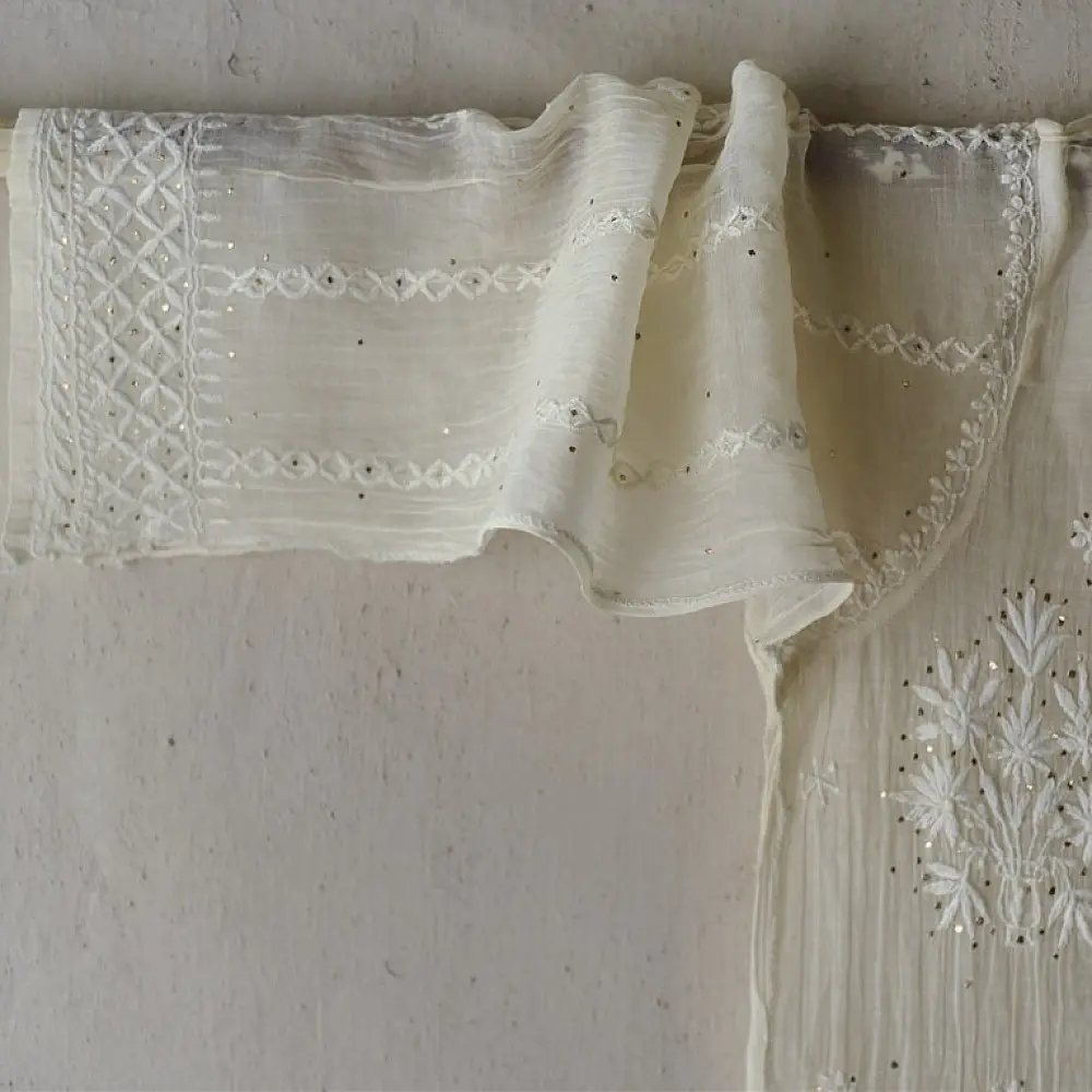 Royal off white Hand Embroidered Chikankari & Badla Kurta & Dupatta 