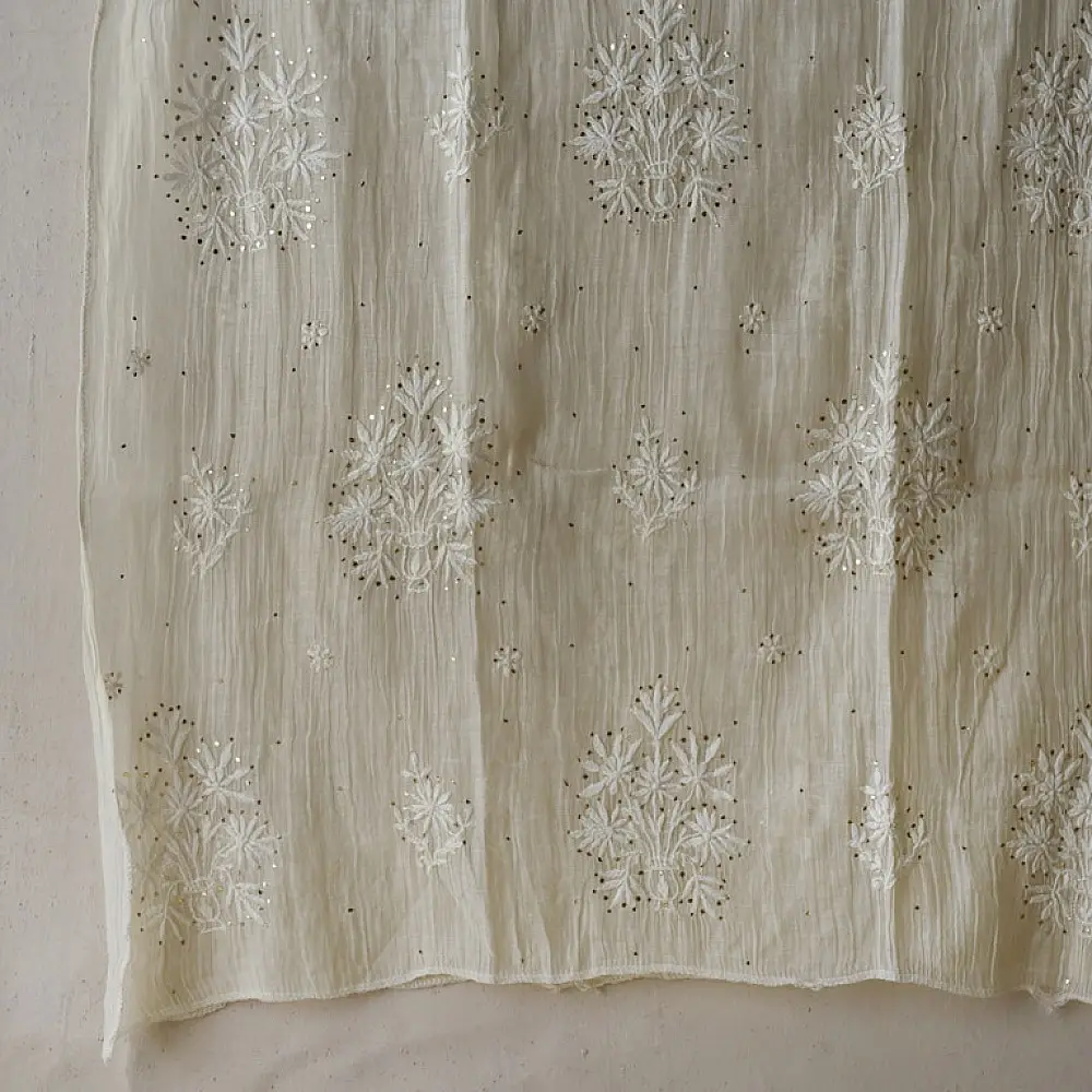 Royal off white Hand Embroidered Chikankari & Badla Kurta & Dupatta 