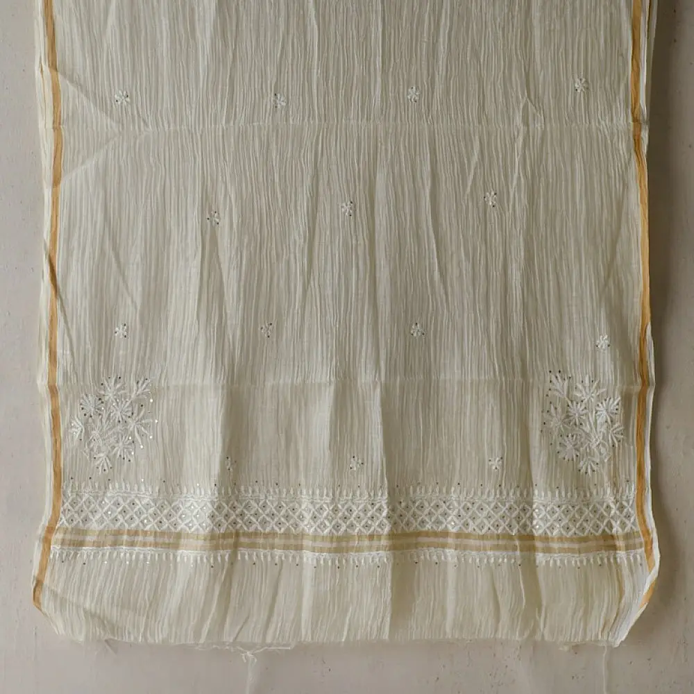Royal off white Hand Embroidered Chikankari & Badla Kurta & Dupatta 