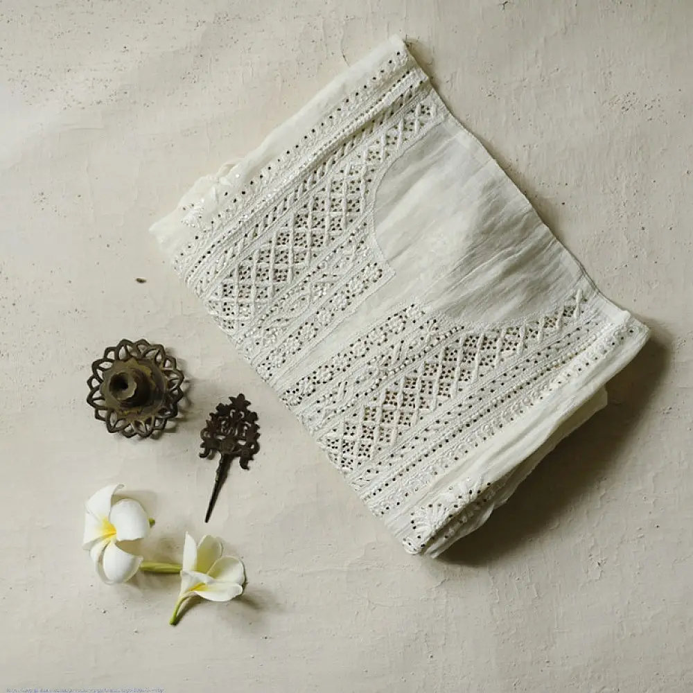 White Hand Embroidered Chikankari Kurta & Dupatta