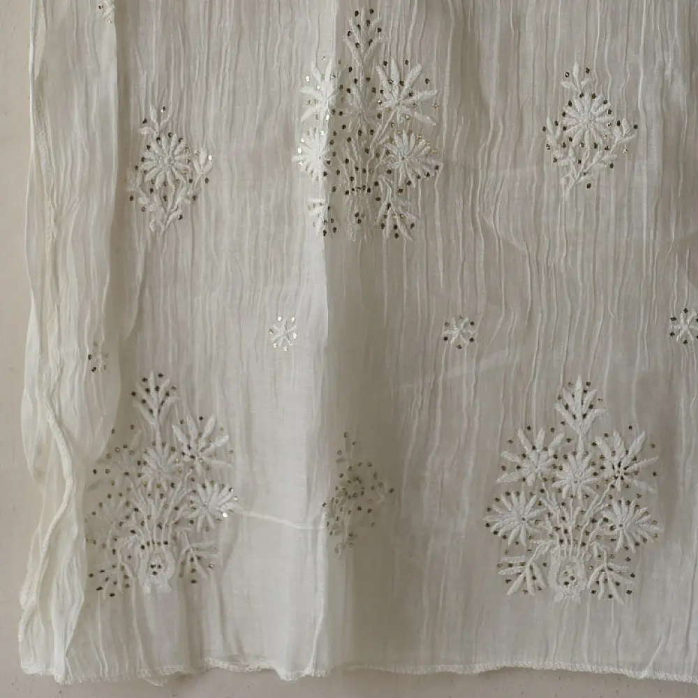 White Hand Embroidered Chikankari Kurta & Dupatta