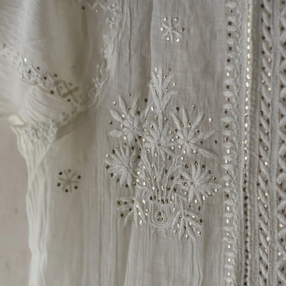 White Hand Embroidered Chikankari Kurta & Dupatta