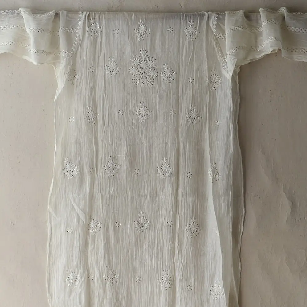 White Hand Embroidered Chikankari Kurta & Dupatta
