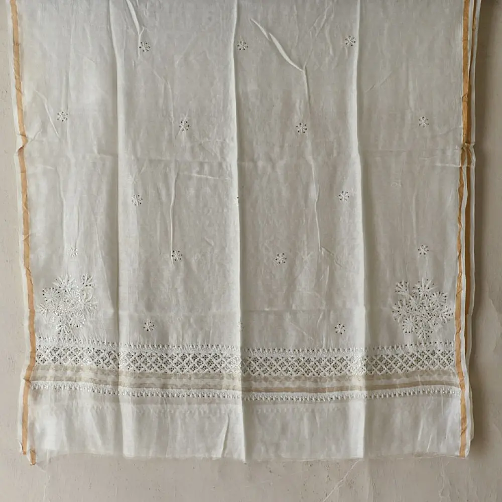 White Hand Embroidered Chikankari Kurta & Dupatta