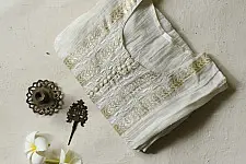 Handcrafted Chikankari Kurta | Exclusive | Semi Stitched