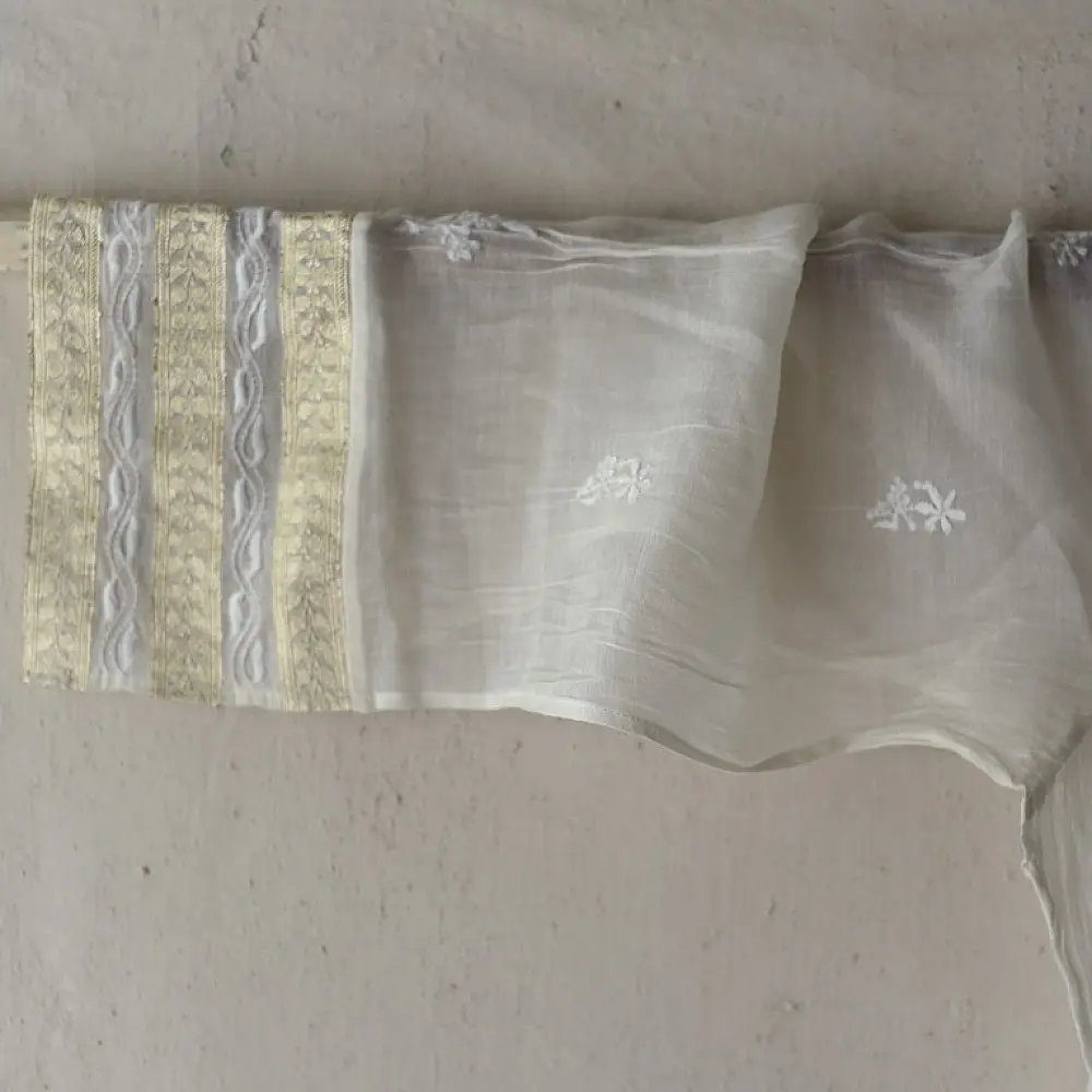 Shop Handcrafted Chikankari on Brocade Fabric ~ Semi-stitched Kurti