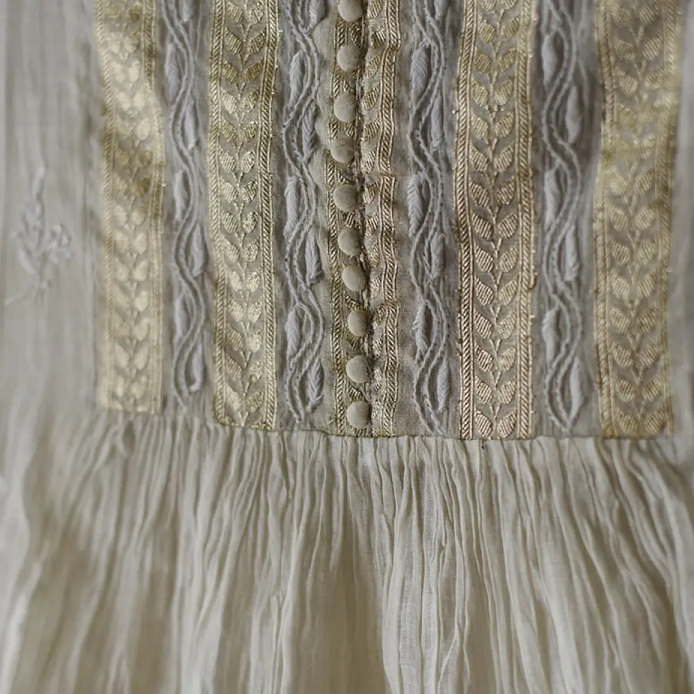 Shop Handcrafted Chikankari on Brocade Fabric ~ Semi-stitched Kurti