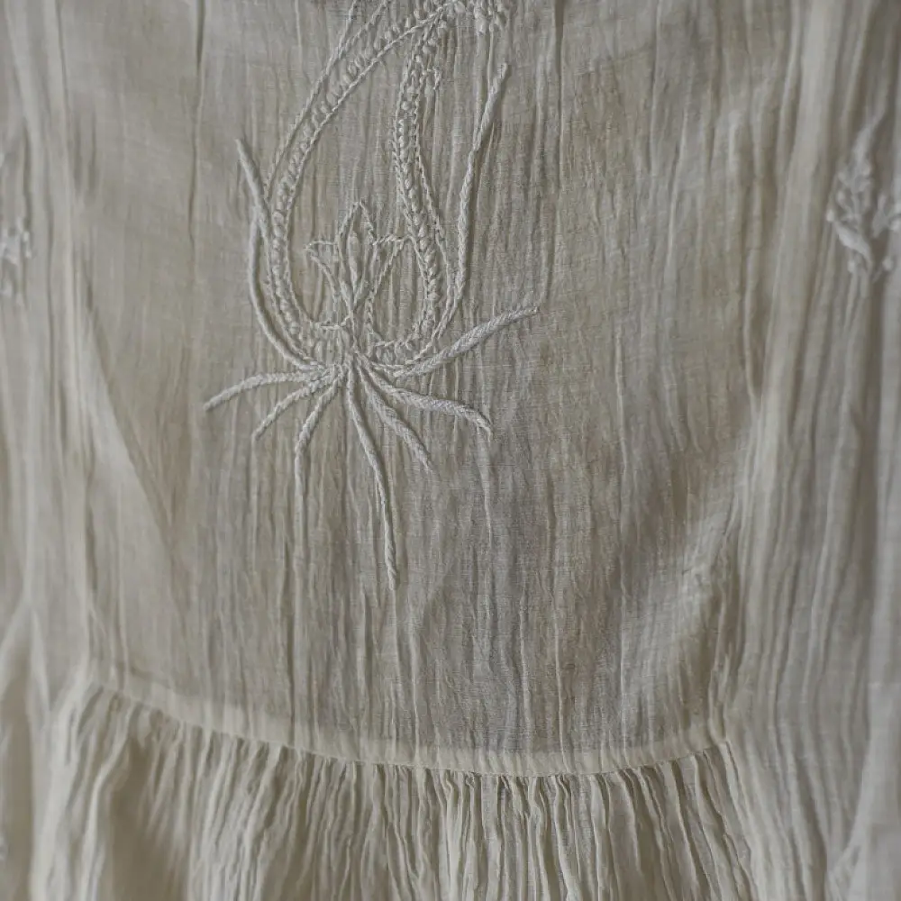 Shop Handcrafted Chikankari on Brocade Fabric ~ Semi-stitched Kurti