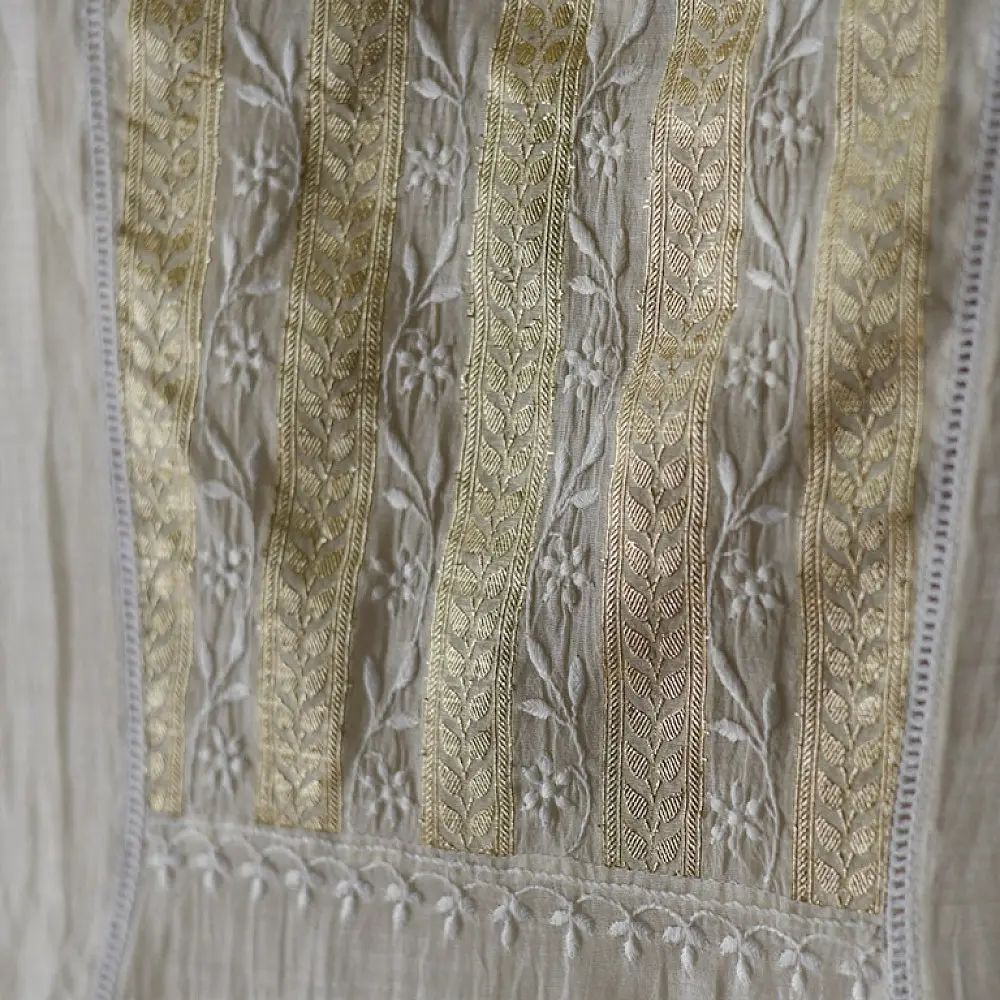 White zari Designer Chikankari Kurta