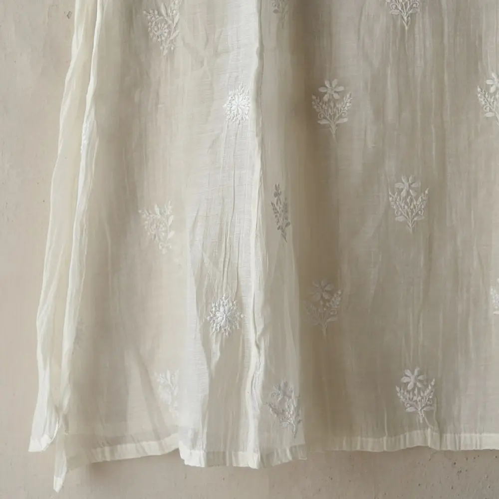 Shop Handcrafted Chikankari on Brocade Fabric ~ Semi-stitched Kurti