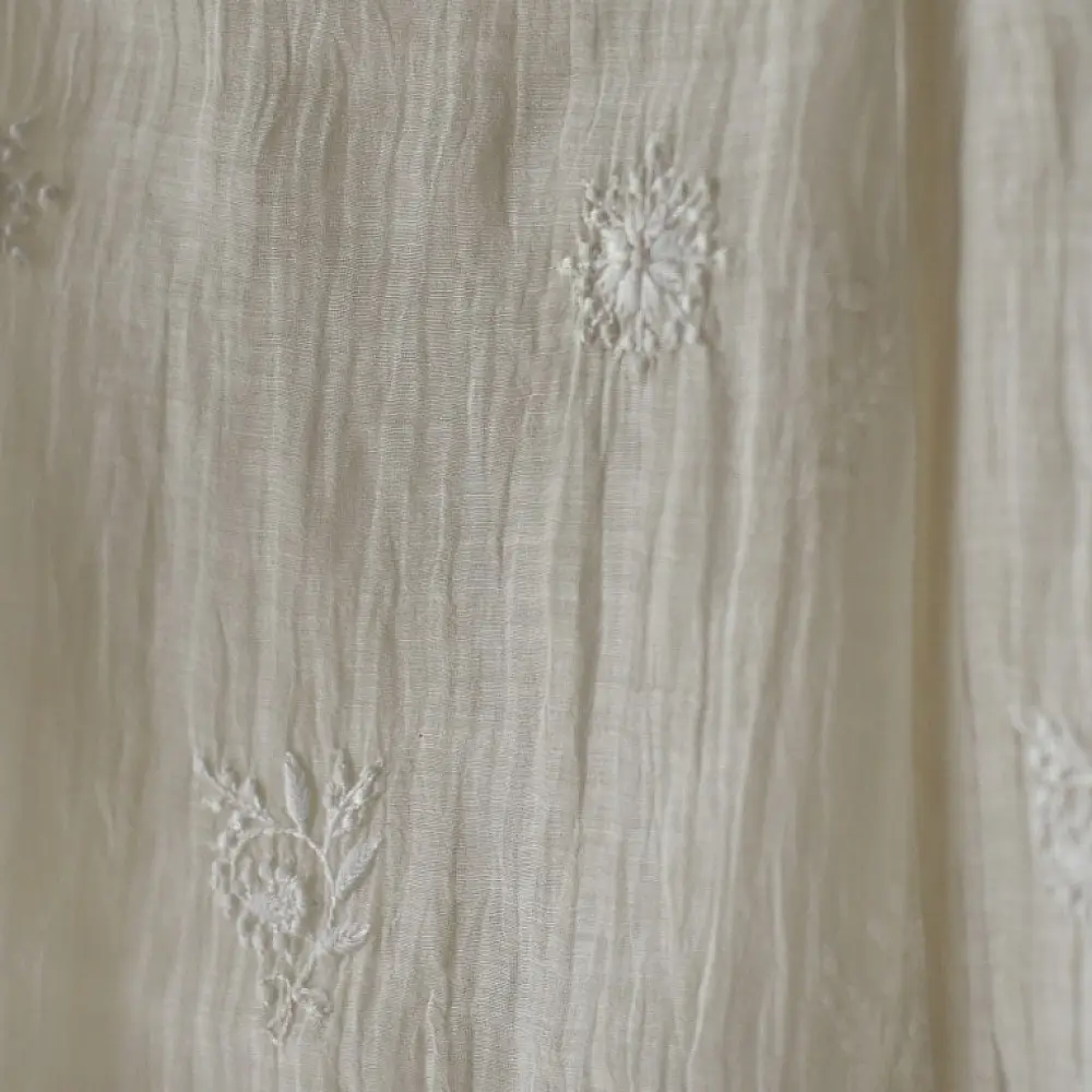 Shop Handcrafted Chikankari on Brocade Fabric ~ Semi-stitched Kurti