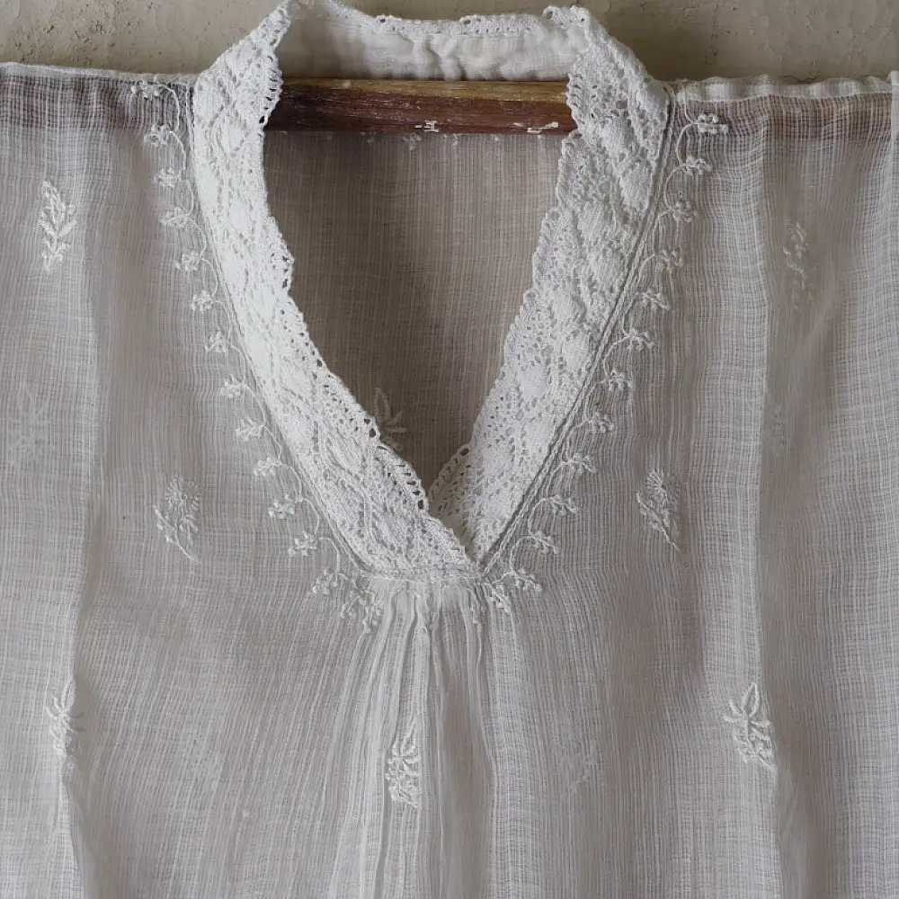 Shop Handcrafted Chikankari on Brocade Fabric ~ Semi-stitched Kurti