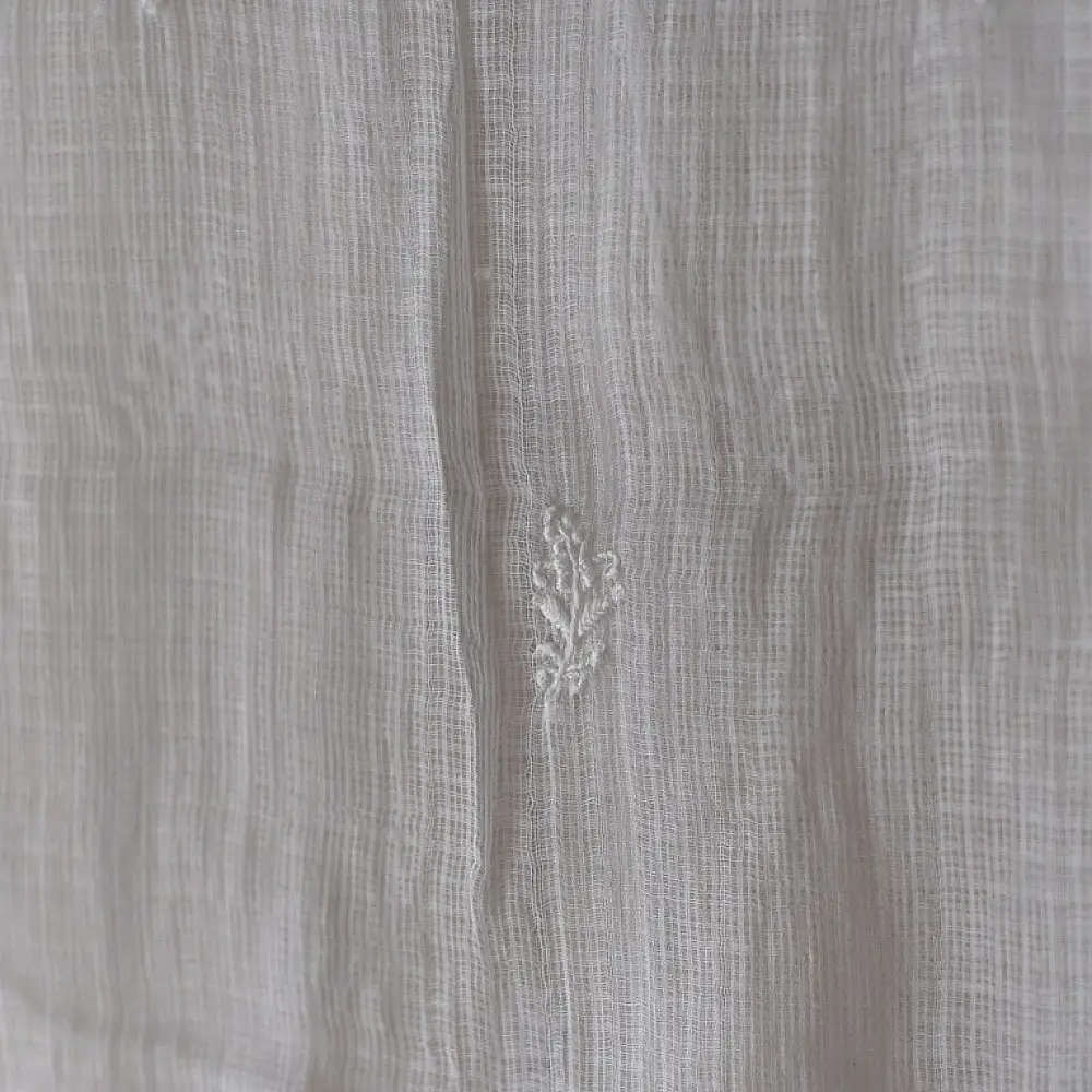 Shop Handcrafted Chikankari on Brocade Fabric ~ Semi-stitched Kurti