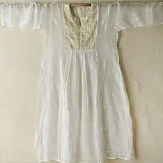 Handcrafted Chikankari Kurta | Semi Stitched | ivory 