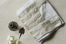 Handcrafted Chikankari Kurta | Semi Stitched | ivory 