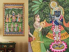 Banwari . बनवारी | Pichwai Painting - Krishna With Gopis On Yamuna Ghat