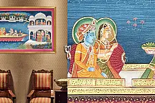 Banwari . बनवारी | Pichwai Painting - Radha Krishna Nauka Vihar Pichwai ( 2' x 3' )
