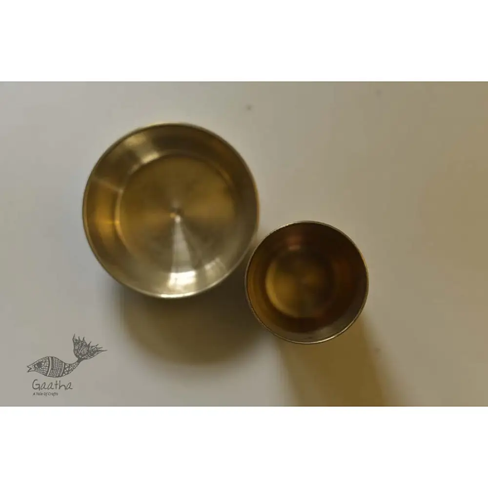handmade kansa bronze coffee dabara set with traditional brass bell metal cup and saucer