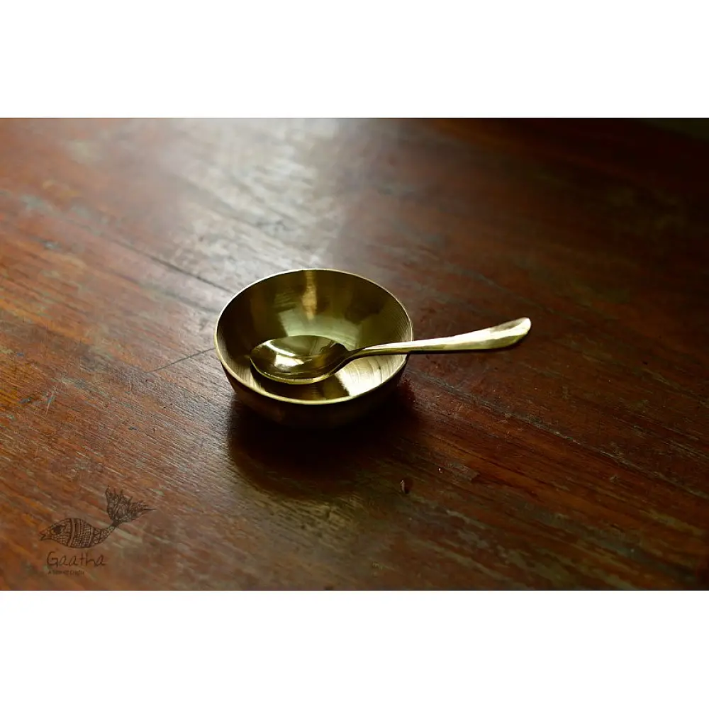 Shop online kansa Thali Set - 11" Thali + Bowl + Glass + Spoon + Small Dish