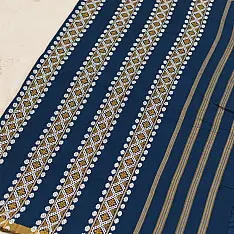 Majuli | Assam Handwoven Cotton Saree - Rama Blue