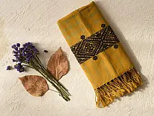 Majuli | Assam Weaving - Handloom Cotton Stole - Yellow